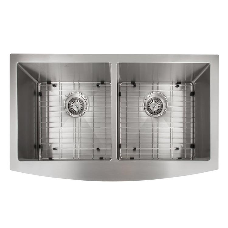ZLINE 36" Niseko Farmhouse Apron Mount Double Bowl Kitchen Sink with Bottom Grid 