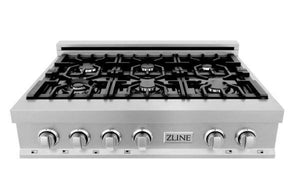 ZLINE 36" Porcelain Rangetop in DuraSnow Stainless Steel with 6 Gas Burners