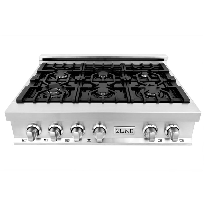 ZLINE 36-Inch Porcelain Gas Stovetop with 6 Gas Burners and Griddle (RT-GR-36)