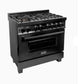 ZLINE 36" Professional Black Stainless Gas Burner And Electric Oven Range