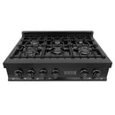 ZLINE 36" Professional Black Stainless Gas Rangetop with 6 Gas Burners - RTB-36
