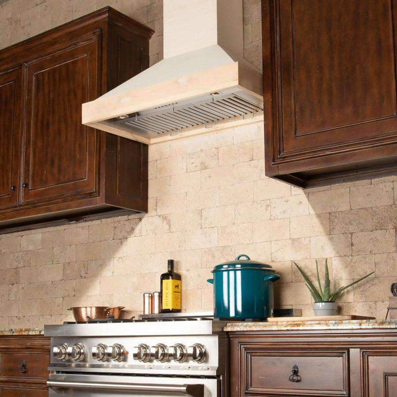 ZLINE 36-Inch Unfinished Wooden Wall Mount Range Hood with Crown Molding (KBUF-36)