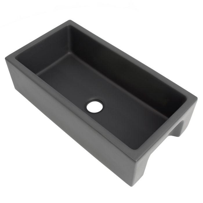 ZLINE 36-Inch Venice Farmhouse Apron Front Reversible Single Bowl Fireclay Kitchen Sink with Bottom Grid in Charcoal (FRC5122-CL-36)