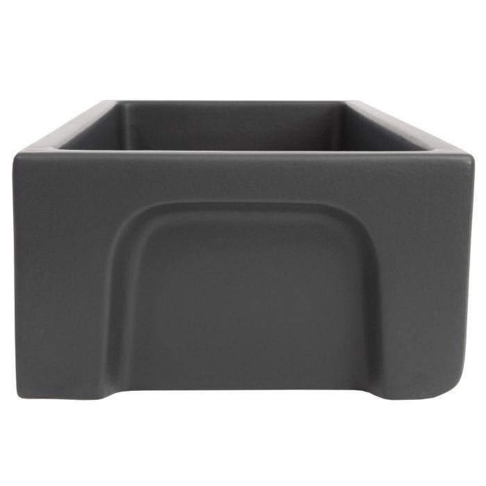 ZLINE 36-Inch Venice Farmhouse Apron Front Reversible Single Bowl Fireclay Kitchen Sink with Bottom Grid in Charcoal (FRC5122-CL-36)