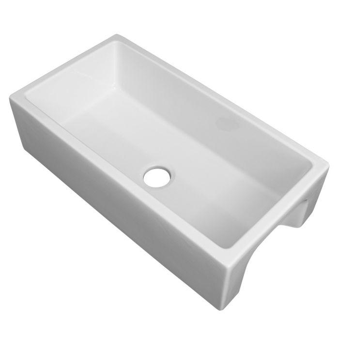 ZLINE 36-Inch Venice Farmhouse Apron Front Reversible Single Bowl Fireclay Kitchen Sink with Bottom Grid in White Gloss (FRC5122-WH-36)