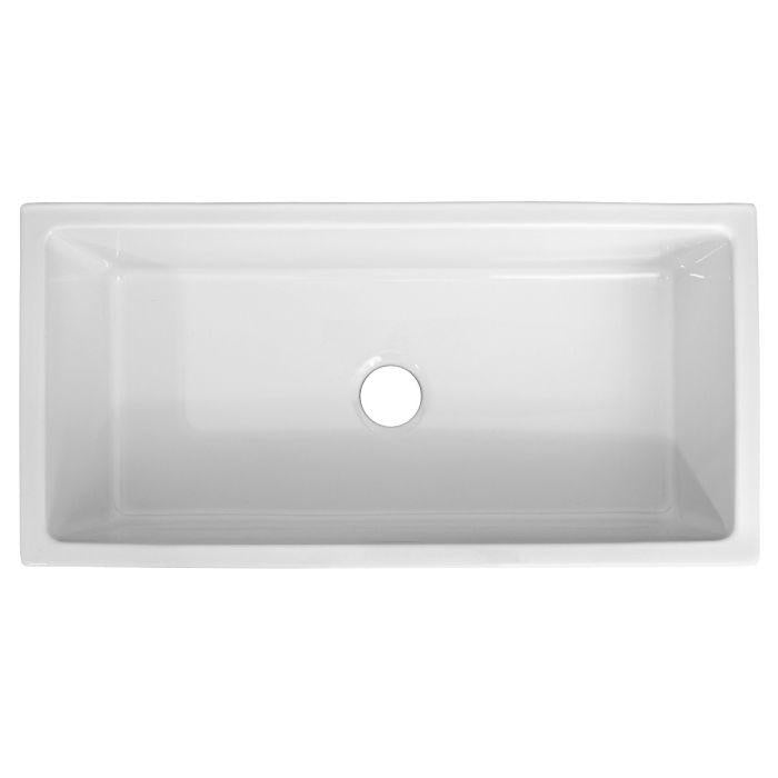 ZLINE 36-Inch Venice Farmhouse Apron Front Reversible Single Bowl Fireclay Kitchen Sink with Bottom Grid in White Gloss (FRC5122-WH-36)