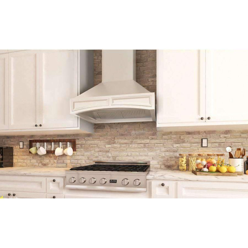ZLINE 36-Inch Wooden Wall Mount Range Hood in White with Remote Blower (321TT-RS-36-400)