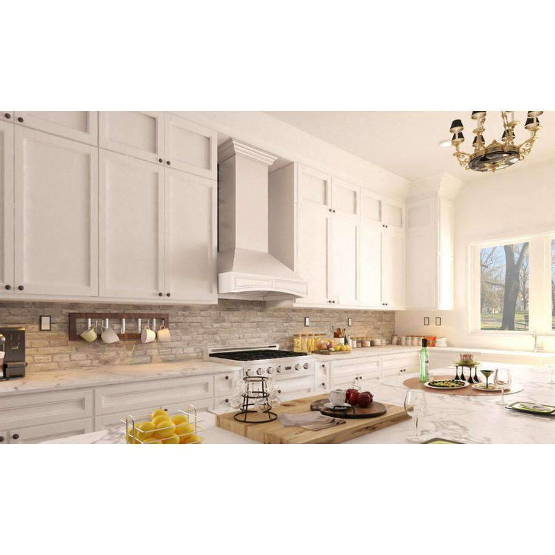 ZLINE 36-Inch Wooden Wall Mount Range Hood in White with Remote Blower (321TT-RS-36-400)