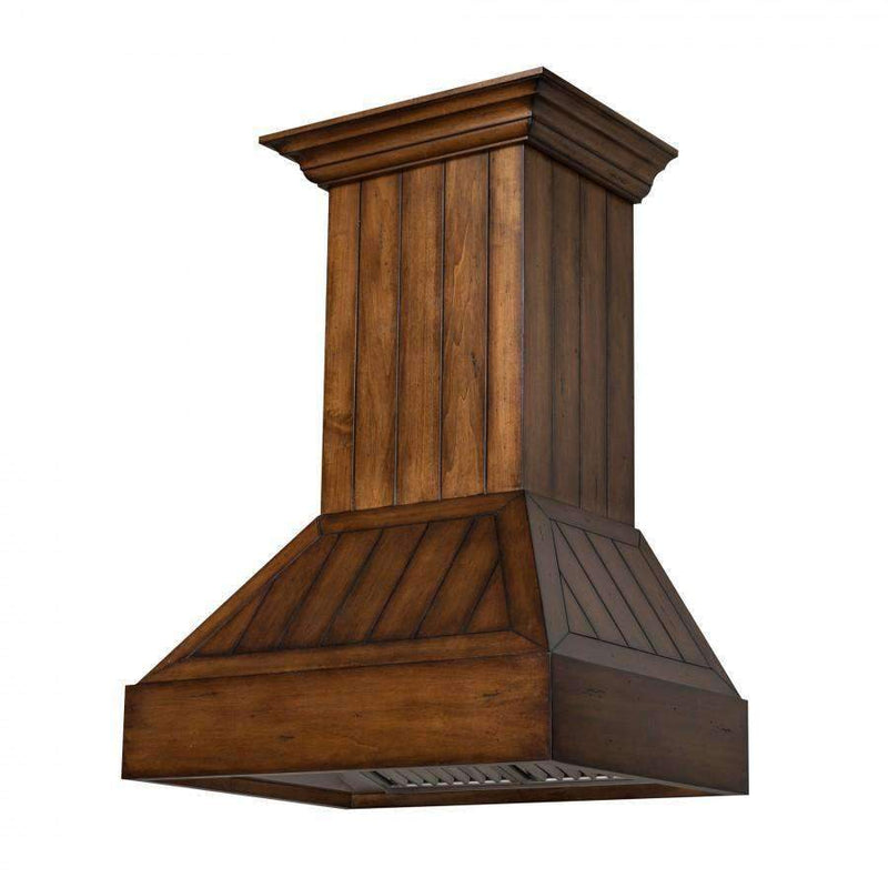 ZLINE 36-Inch Wooden Wall Mount Range Hood with Rustic Light Finish and 700 CFM Motor (349LL-36)