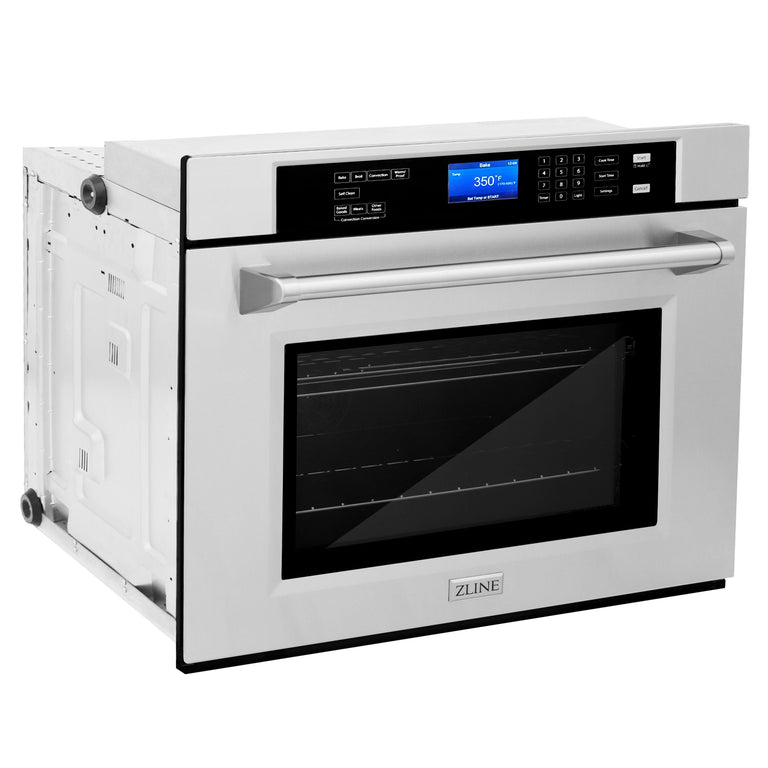 ZLINE 4-Piece Appliance Package - 30 In. Rangetop, Range Hood, Refrigerator, and Double Wall Oven in Stainless Steel - 4KPR-RTRH30-AWS