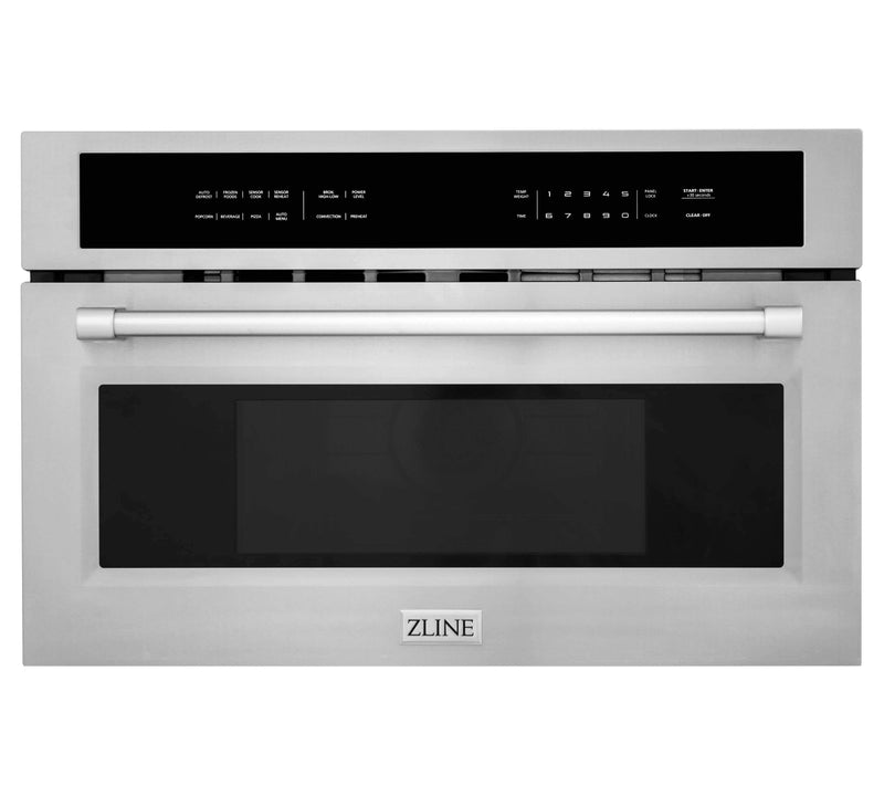 ZLINE 4-Piece Appliance Package - 36-Inch Rangetop, 30” Wall Oven, 36” Refrigerator, and Microwave Oven in Stainless Steel (4KPR-RT36-MWAWS)