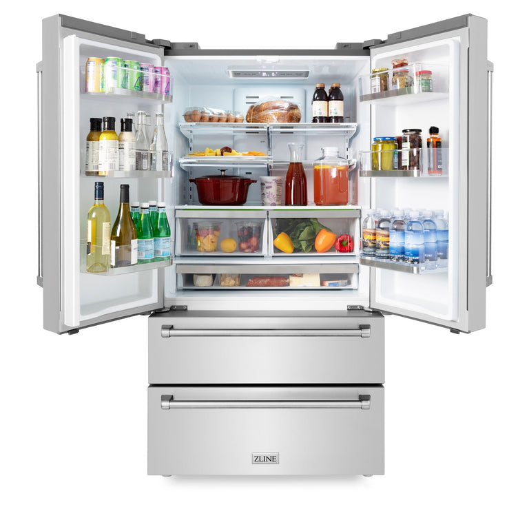 ZLINE Appliance Package - 4-Piece Appliance Package - 48 In. Rangetop, Wall Oven, Refrigerator, and Microwave Oven in Stainless Steel - 4KPR-RT48-MWAWS