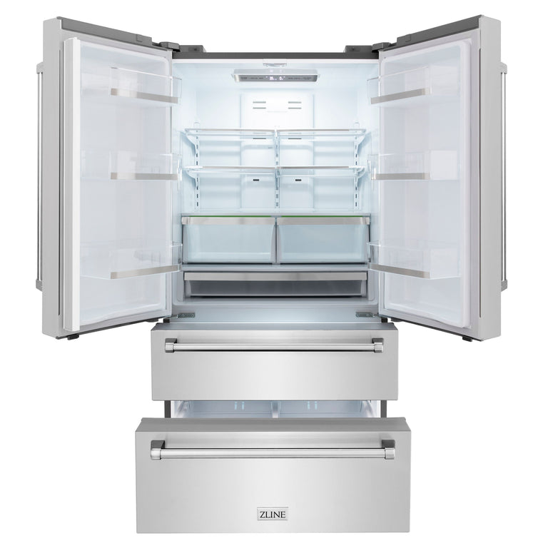 ZLINE Appliance Package - 4-Piece Appliance Package - 48 In. Rangetop, Wall Oven, Refrigerator, and Microwave Oven in Stainless Steel - 4KPR-RT48-MWAWS