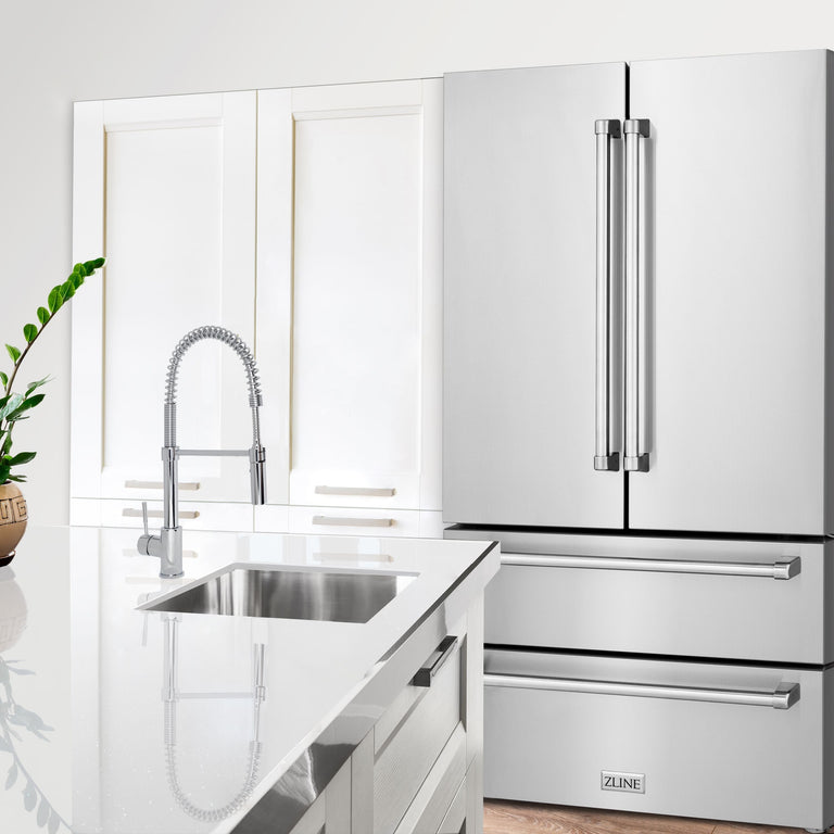 ZLINE Appliance Package - 4-Piece Appliance Package - 48 In. Rangetop, Wall Oven, Refrigerator, and Microwave Oven in Stainless Steel - 4KPR-RT48-MWAWS