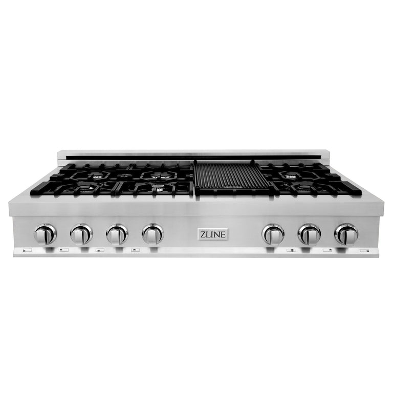 ZLINE Appliance Package - 4-Piece Appliance Package - 48 In. Rangetop, Wall Oven, Refrigerator, and Microwave Oven in Stainless Steel - 4KPR-RT48-MWAWS