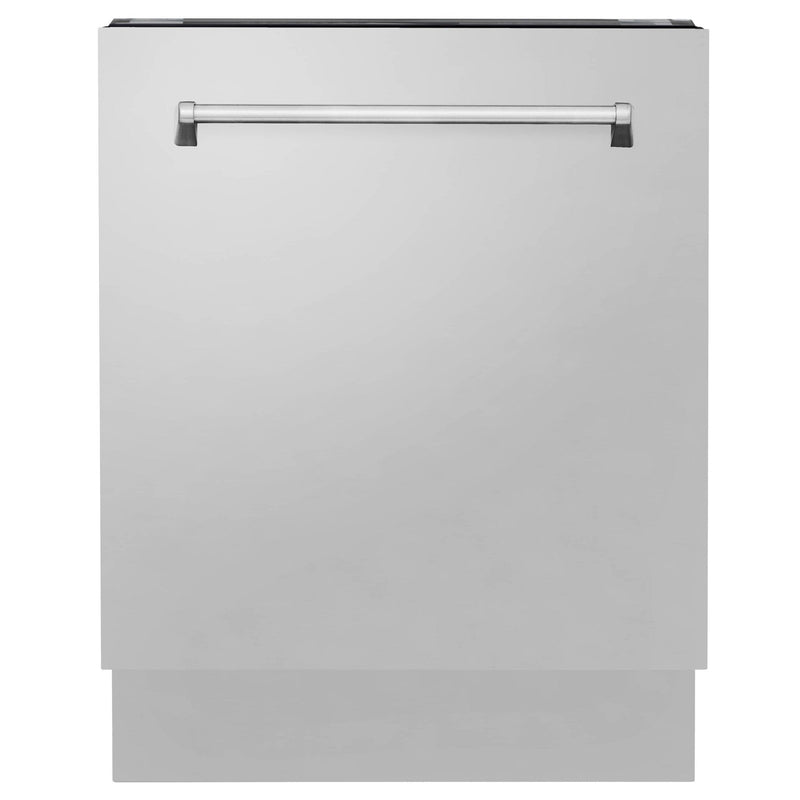 ZLINE 4-Piece Appliance Package - 48-inch Gas Range, 36-inch Refrigerator, Convertible Wall Mount Hood, and 3-Rack Dishwasher in Stainless Steel (4KPR-RGRH48-DWV)
