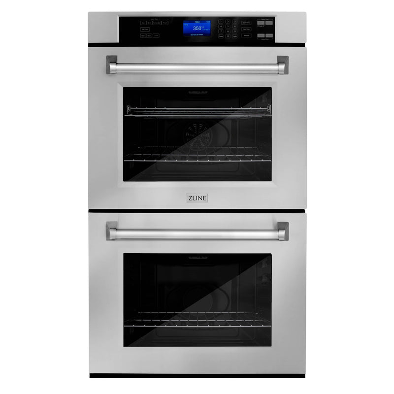 ZLINE 4-Piece Appliance Package - 48-Inch Rangetop, 30” Double Wall Oven, 36” Refrigerator, and Convertible Wall Mount Hood in Stainless Steel (4KPR-RTRH48-AWD)