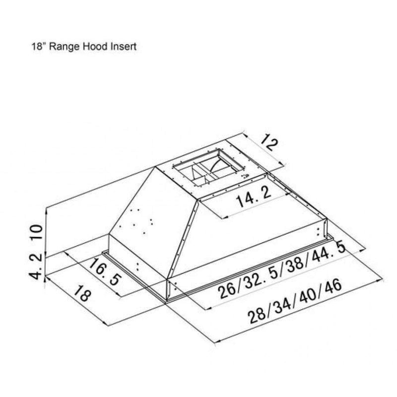 ZLINE 40-Inch Range Hood Insert in Stainless Steel - 18-Inch Depth (698-40)