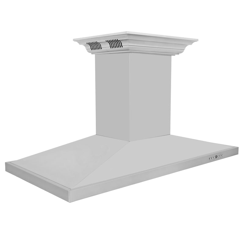 ZLINE 42-Inch Ducted Vent Island Mount Range Hood in Stainless Steel with Built-in CrownSoundBluetooth Speakers (GL2iCRN-BT-42)