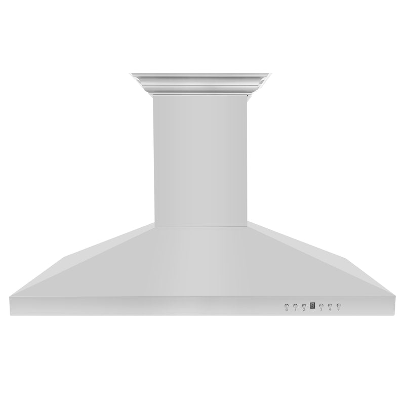 ZLINE 42-Inch Ducted Vent Island Mount Range Hood in Stainless Steel with Built-in CrownSound Bluetooth Speakers (KL3iCRN-BT-42)