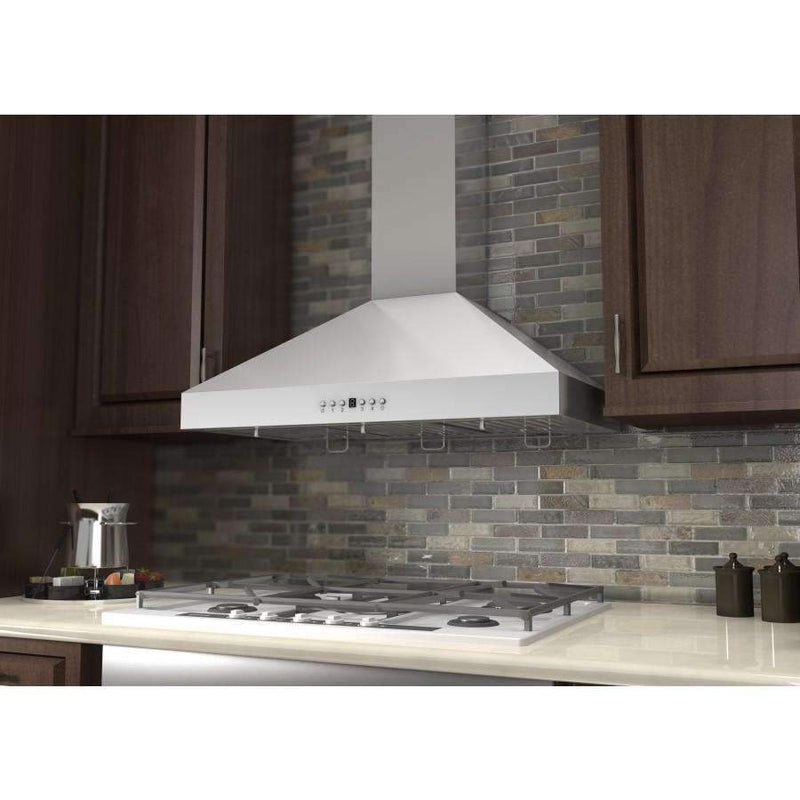 ZLINE 42-Inch Convertible Vent Wall Mount Range Hood in Stainless Steel with Crown Molding (KL3CRN-42)