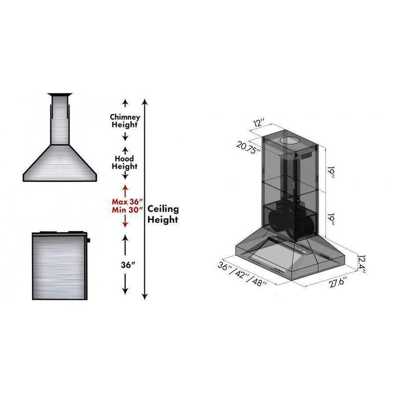 ZLINE 42-Inch Ducted Island Mount Range Hood in Outdoor Approved Stainless Steel (697i-304-42)