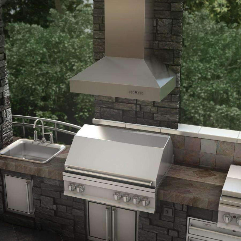 ZLINE 42-Inch Outdoor Ducted Wall Mount Range Hood in Outdoor Approved Stainless Steel (667-304-42)