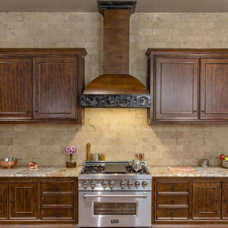 ZLINE 42-Inch Wooden Wall Range Hood with Crown Molding and 700 CFM Motor (393AR-42)