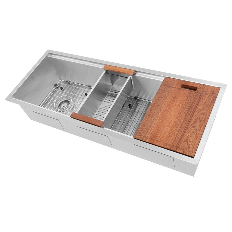 ZLINE 43-Inch Garmisch Undermount Single Bowl Stainless Steel Kitchen Sink with Bottom Grid and Accessories (SLS-43)