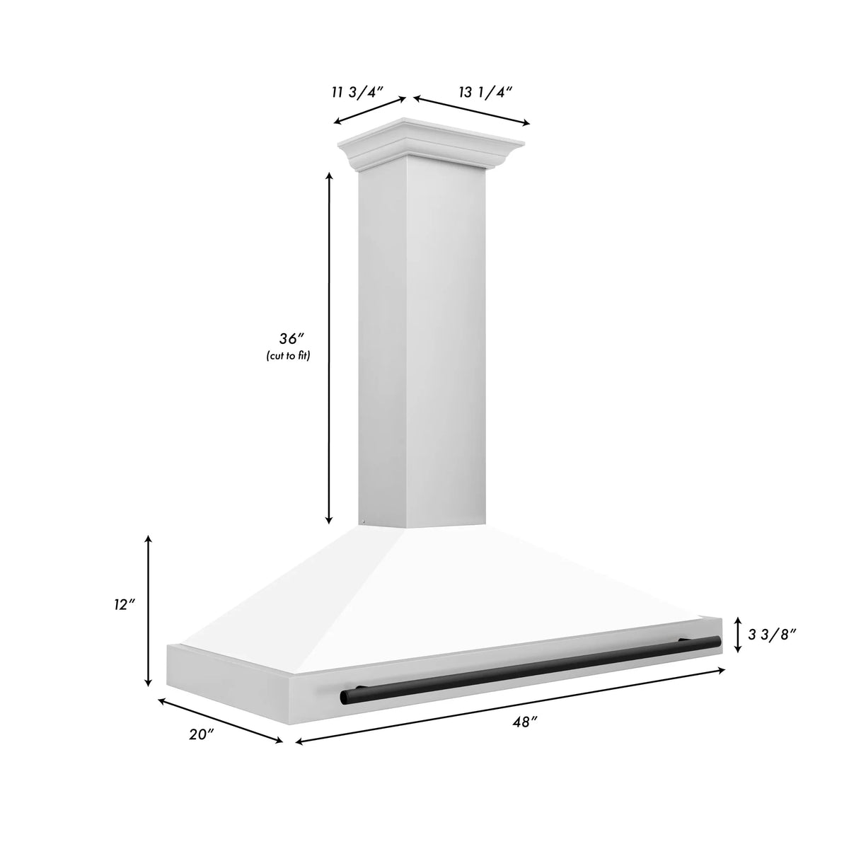 ZLINE 48" Autograph Edition Stainless Steel Range Hood with White Matte Shell KB4STZ-WM48