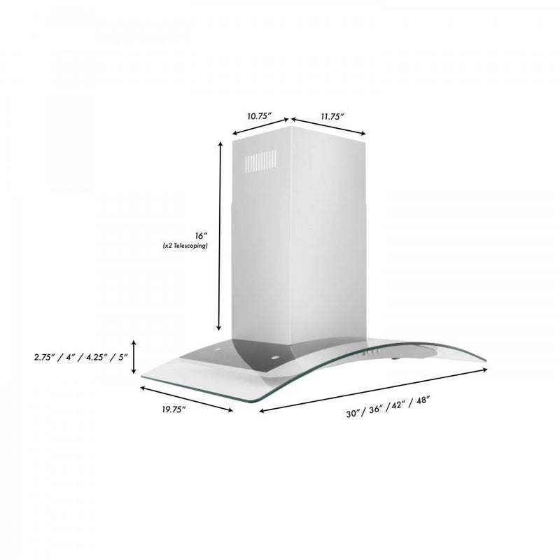 ZLINE 48-Inch Convertible Vent Wall Mount Range Hood in Stainless Steel & Glass (KN4-48)