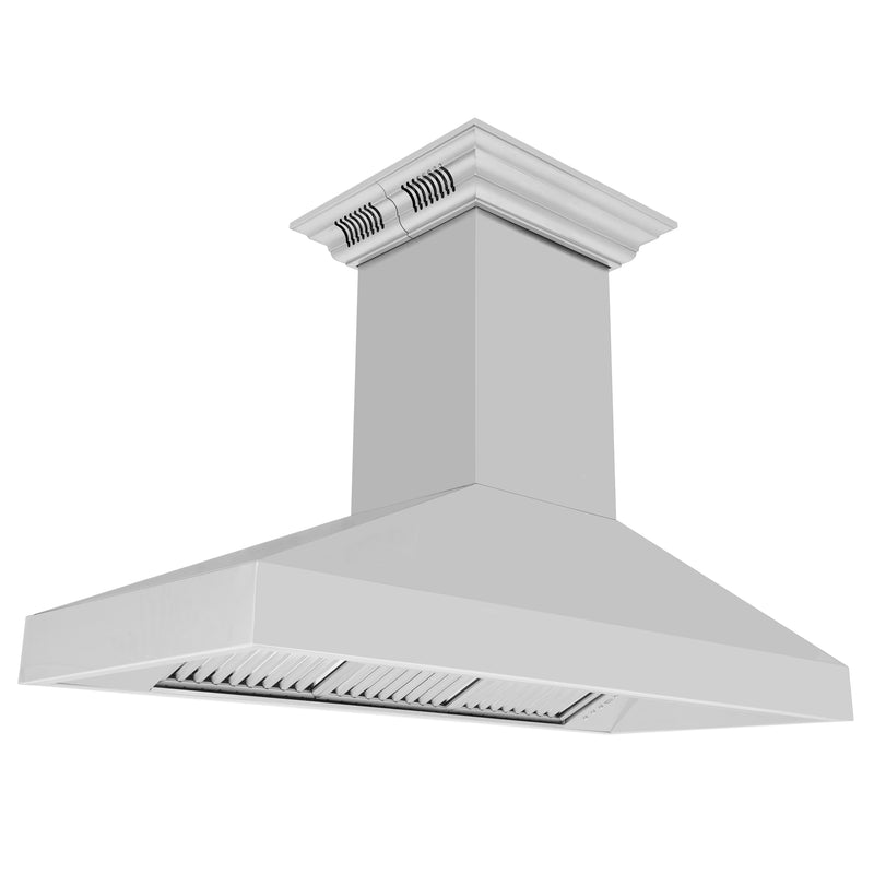 ZLINE 48-Inch Ducted Vent Island Mount Range Hood in Stainless Steel with Built-in CrownSoundBluetooth Speakers (597iCRN-BT-48)