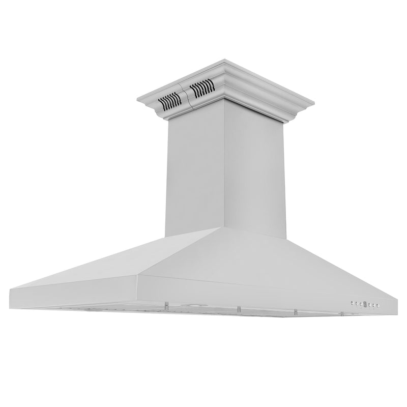 ZLINE 48-Inch Ducted Vent Island Mount Range Hood in Stainless Steel with Built-in CrownSoundBluetooth Speakers (KL3iCRN-BT-48)