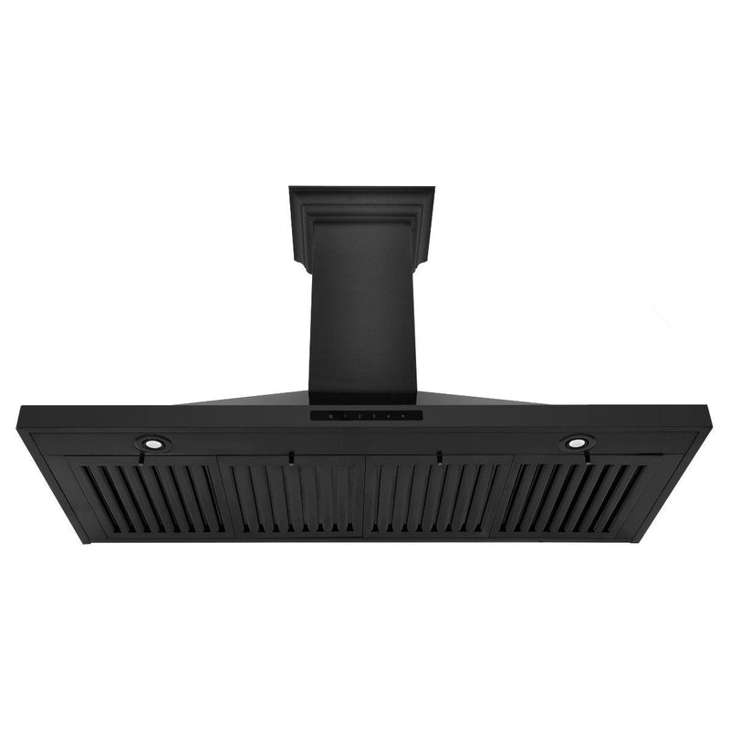 ZLINE 48-Inch Convertible Vent Wall Mount Range Hood in Black Stainless Steel with Crown Molding (BSKBNCRN-48)