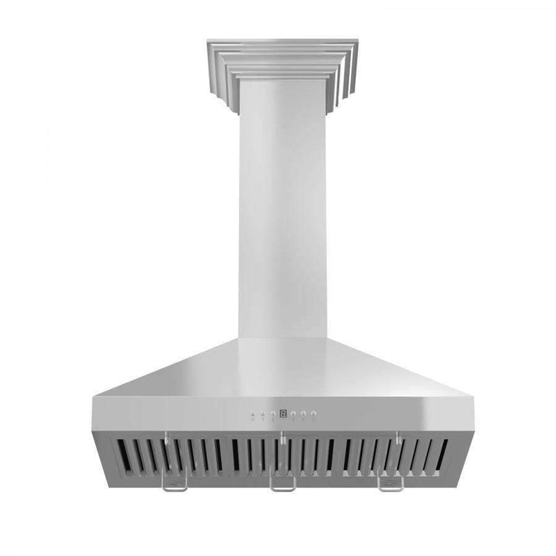 ZLINE 48-Inch Convertible Vent Wall Mount Range Hood in Stainless Steel with Crown Molding (KL3CRN-48)