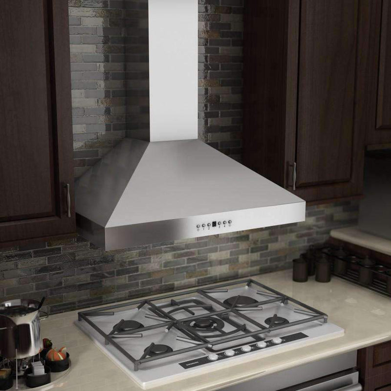 ZLINE 48-Inch Convertible Vent Wall Mount Range Hood in Stainless Steel with Crown Molding (KL3CRN-48)