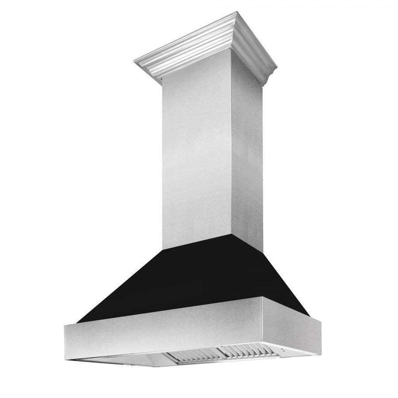ZLINE 48-Inch Ducted DuraSnow Stainless Steel Wall Mount Range Hood with Black Matte Shell (8654BLM-48)