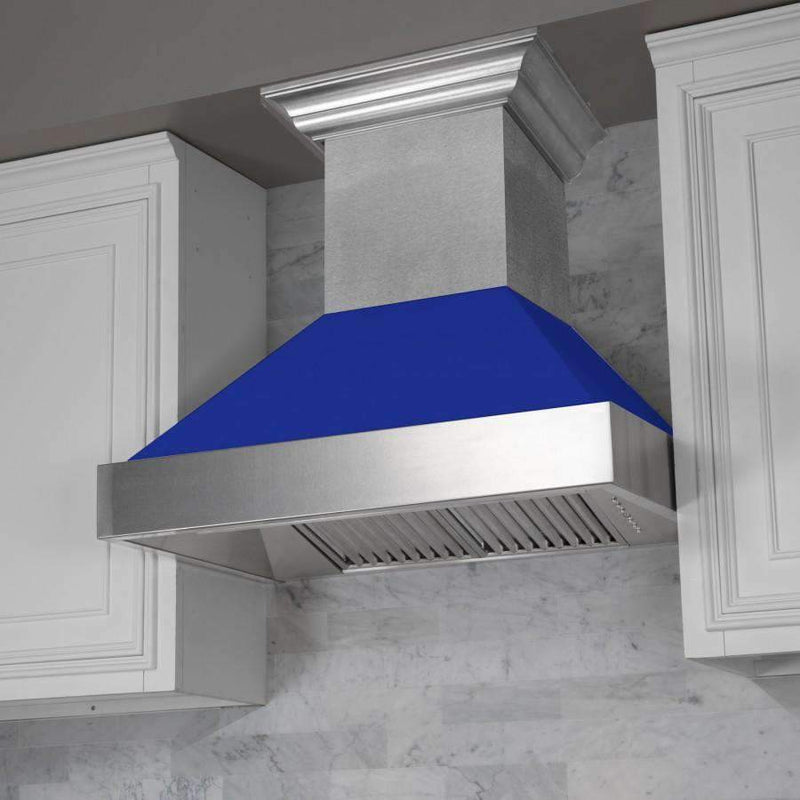 ZLINE 48-Inch Ducted DuraSnow Stainless Steel Wall Mount Range Hood with Blue Matte Shell (8654BM-48)
