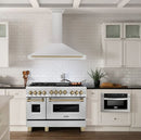 ZLINE 48 Inch Autograph Edition Stainless Steel Range Hood with Champagne Bronze Handle, 8654STZ-48-CB