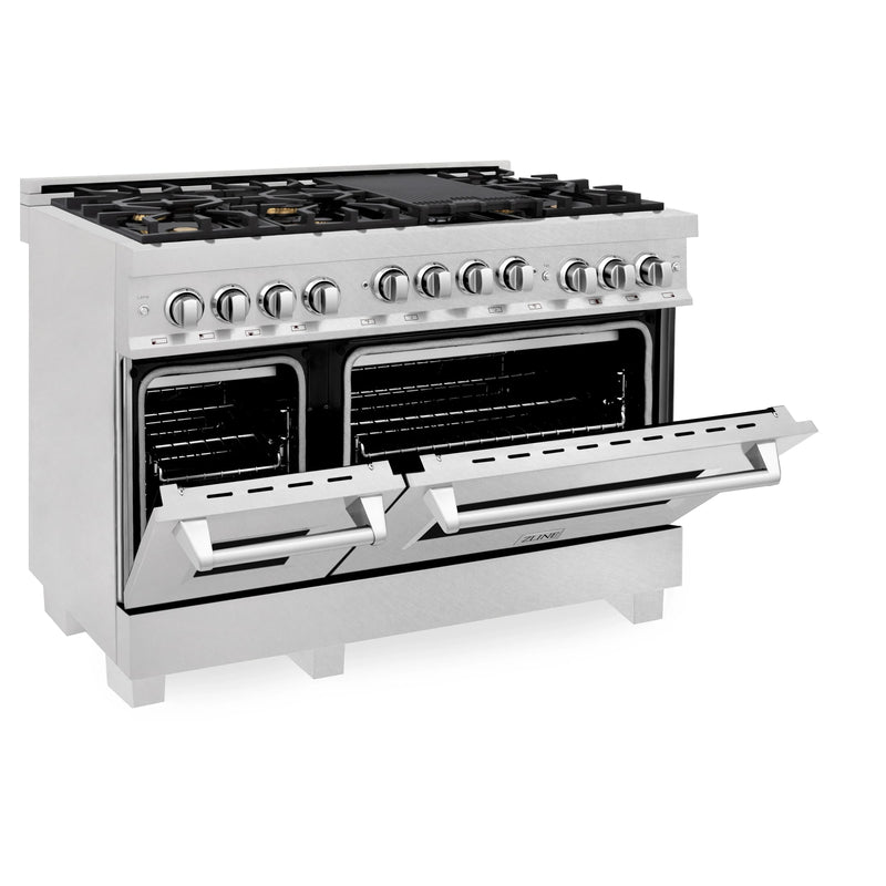 ZLINE 48-Inch Professional 6.0 cu. ft. Range with Gas Stove & Gas Oven in DuraSnow Stainless Steel with Brass Burners (RGS-SN-BR-48)