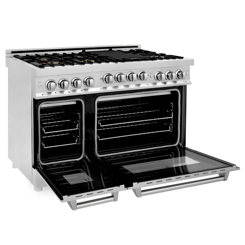 ZLINE 48-Inch Professional 6.0 cu. ft. Range with Gas Stove & Gas Oven in Stainless Steel with Brass Burners (RG-BR-48)