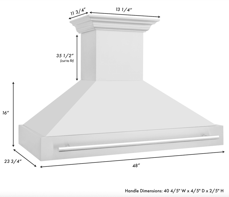 ZLINE 48-Inch Wall Mount Range Hood in Stainless Steel with Stainless Steel Handle (8654STX-48)