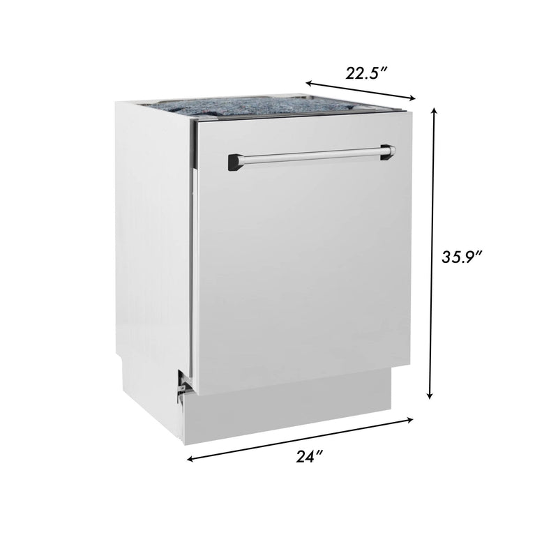 ZLINE 5-Piece Appliance Package - 30-Inch Dual Fuel Range, Refrigerator, Convertible Wall Mount Hood, Microwave Drawer, and 3-Rack Dishwasher in Stainless Steel (5KPR-RARH30-MWDWV)