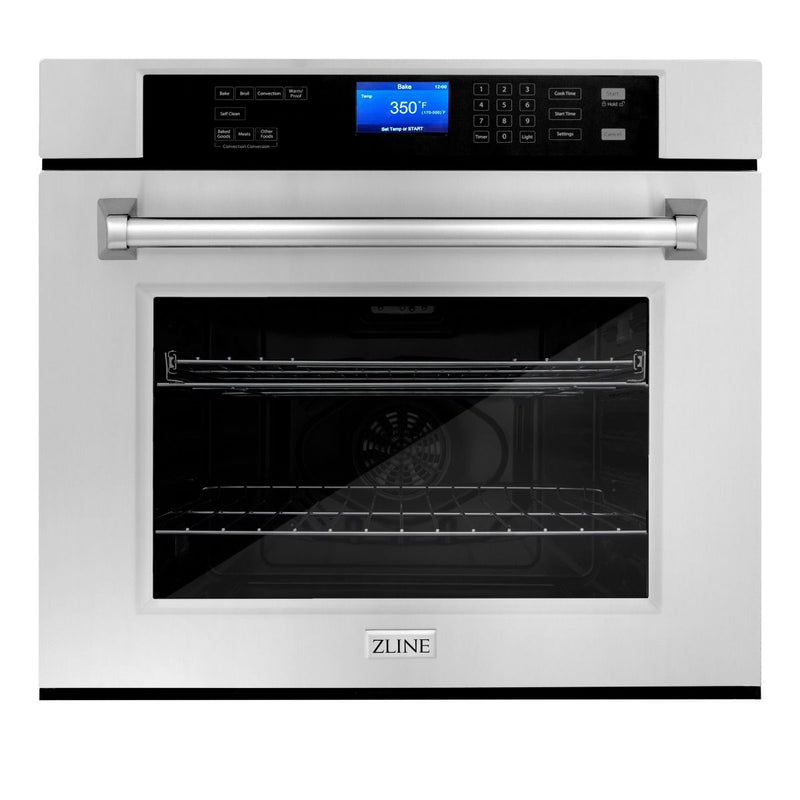 ZLINE 5-Piece Appliance Package - 48-Inch Rangetop, Refrigerator, 30-Inch Electric Wall Oven, 3-Rack Dishwasher, and Convertible Wall Mount Hood in Stainless Steel (5KPR-RTRH48-AWSDWV)