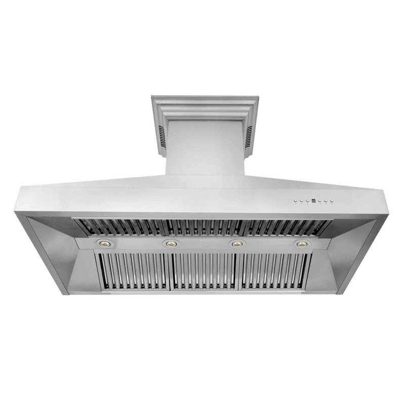 ZLINE 54-Inch Professional Wall Mount Range Hood in Stainless Steel with Built-in CrownSound® Bluetooth Speakers (667CRN-BT-54)
