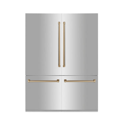 ZLINE 60" Autograph Edition 32.2 cu. ft. Built-in 4-Door French Door Refrigerator with Internal Water and Ice Dispenser in Stainless Steel with Accents RBIVZ-304-60