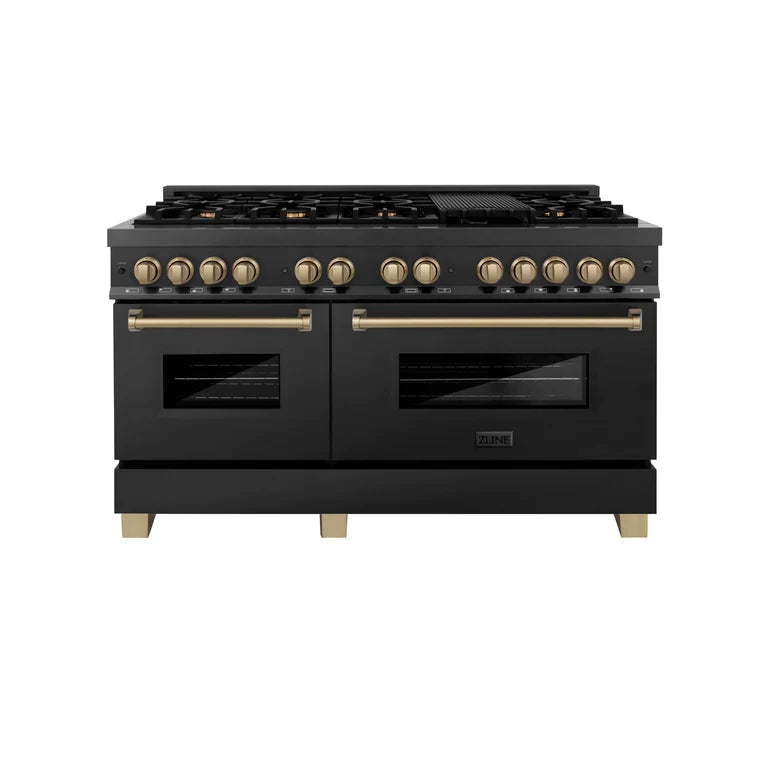 ZLINE 60 Inch Autograph Edition Dual Fuel Range in Black Stainless Ste