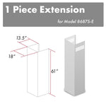 ZLINE 61 in. DuraSnow Stainless Steel Chimney Extension for Ceilings up to 12.5 ft. - 8687S-E