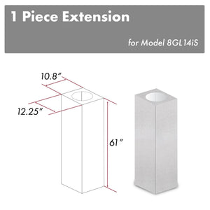 ZLINE 61 in. DuraSnow Stainless Steel Chimney Extension for Ceilings up to 12.5 ft. - 8GL14iS-E
