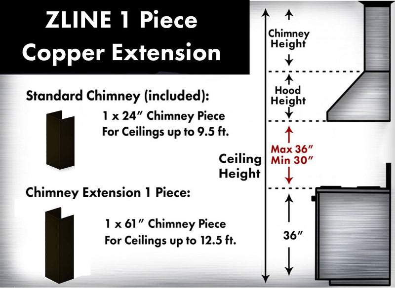 ZLINE 61 in. Extended Chimney and Crown - 8KBB-E